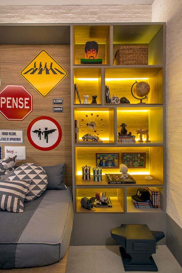 Bright Backlit Pop Culture Quarters #teenageboyroom #boyroom #decorhomeideas