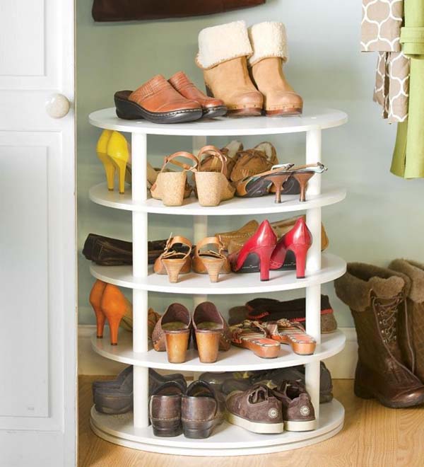 Circular Shoe Table #shoestorage #decorhomeideas