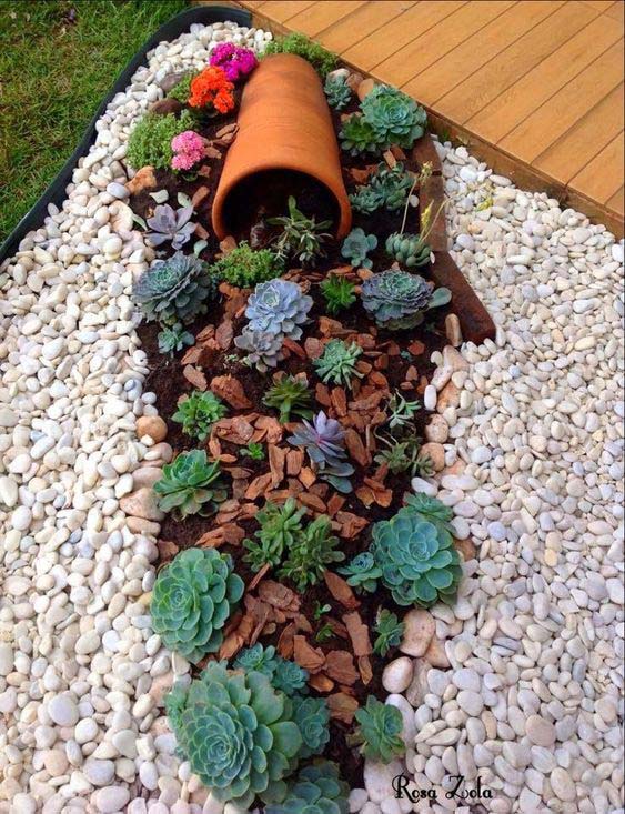 Cornucopia of Succulents #smallcorner #rockgarden #decorhomeideas