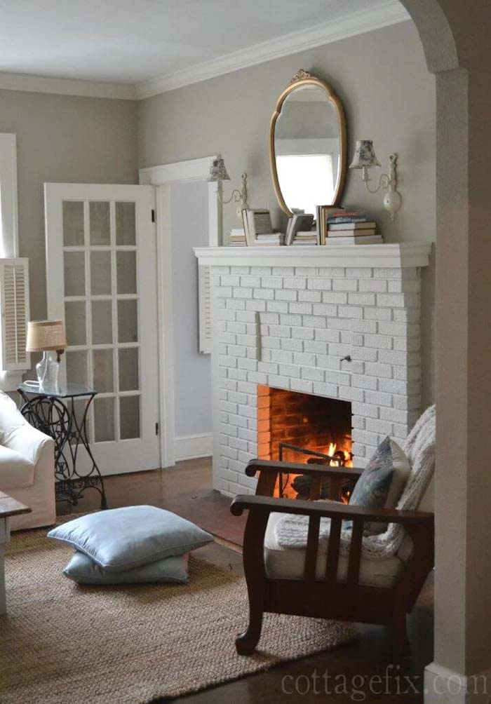 Cozy Hearth and Reading Chair #smallapartment #livingroom #decorhomeideas