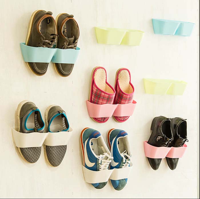 Creative Adhesive Shoe Organizer #shoestorage #decorhomeideas