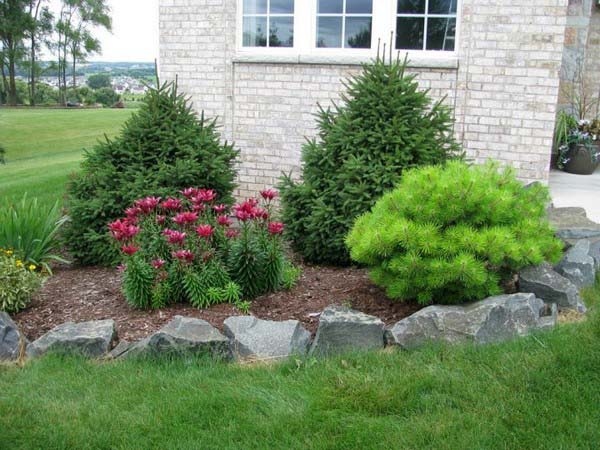 Dark Boulders Adds Contrast #smallcorner #rockgarden #decorhomeideas