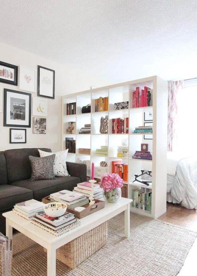 Darling Definition with Bookshelves and Rugs #smallapartment #livingroom #decorhomeideas