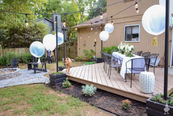 Deck For Outdoor Space With String Lights #deckideas #backyard #decorhomeideas