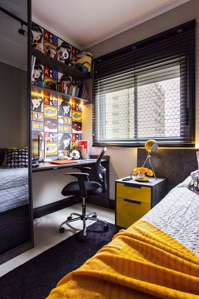 Graphic Layout Teenage Boy Room Idea #teenageboyroom #boyroom #decorhomeideas