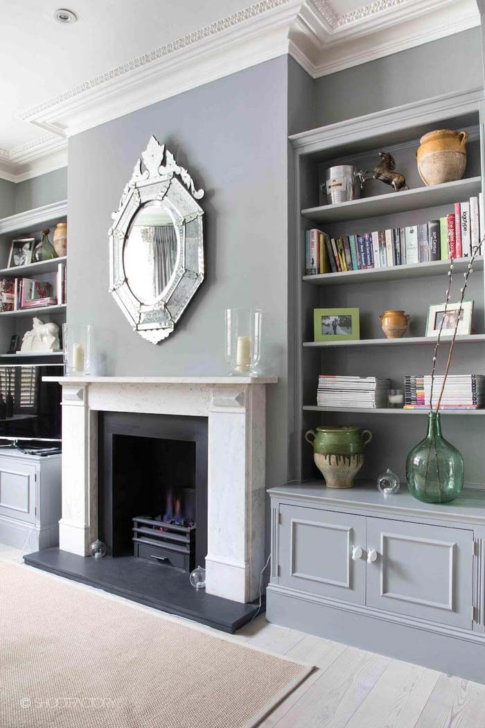 Grey, White and Silver Highlights #fireplace #design #decorhomeideas