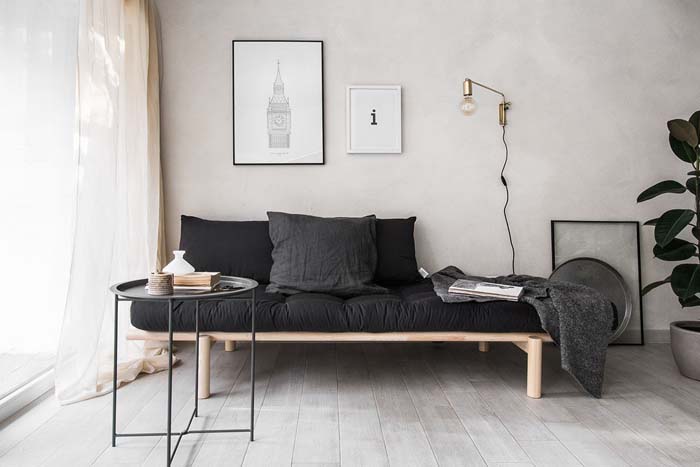 Industrial Minimalist Living Room/Bedroom Combo #smallapartment #livingroom #decorhomeideas