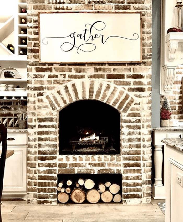 Old-World Fireplace Becomes Kitchen Focal Point #fireplace #design #decorhomeideas