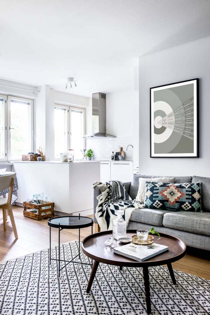 Open Floorplan Definition in Chic Grayscale #smallapartment #livingroom #decorhomeideas