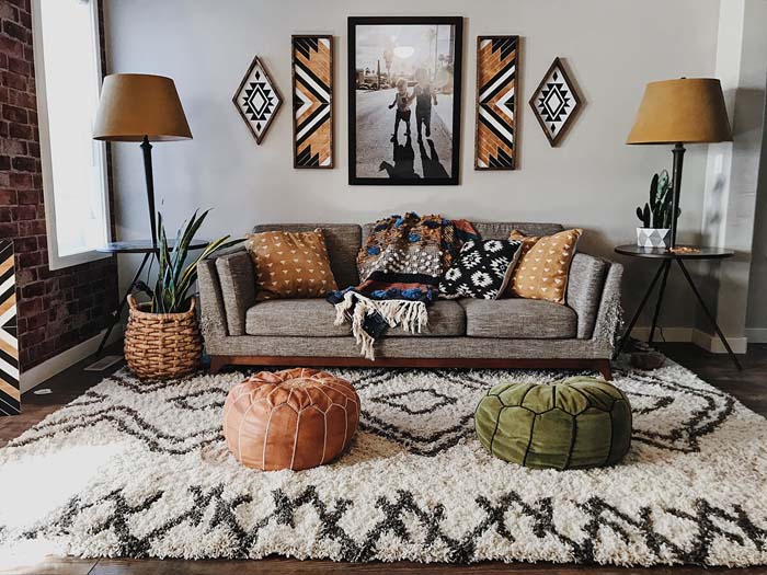 Perfectly Balanced Warm, Textured Native Print Neutrals #smallapartment #livingroom #decorhomeideas