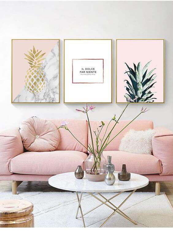 Pretty in Pink (and Pineapples) #smallapartment #livingroom #decorhomeideas