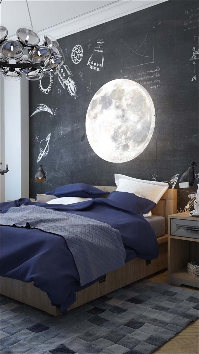 Space Theme Teenage Boy Room Decor #teenageboyroom #boyroom #decorhomeideas