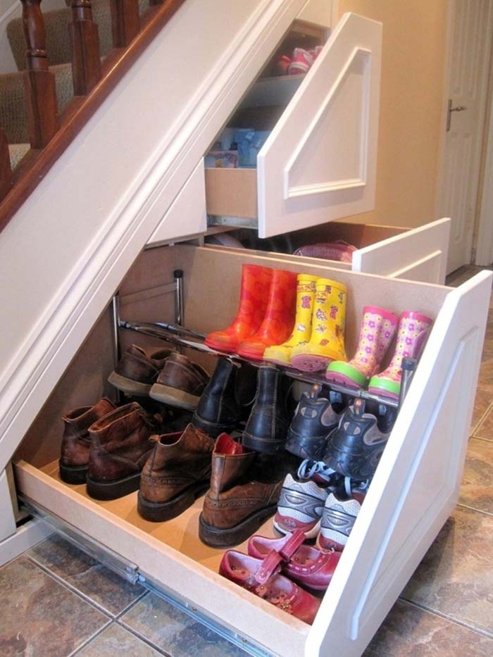 Under the Stairs Shoe Rack Ideas #shoestorage #decorhomeideas