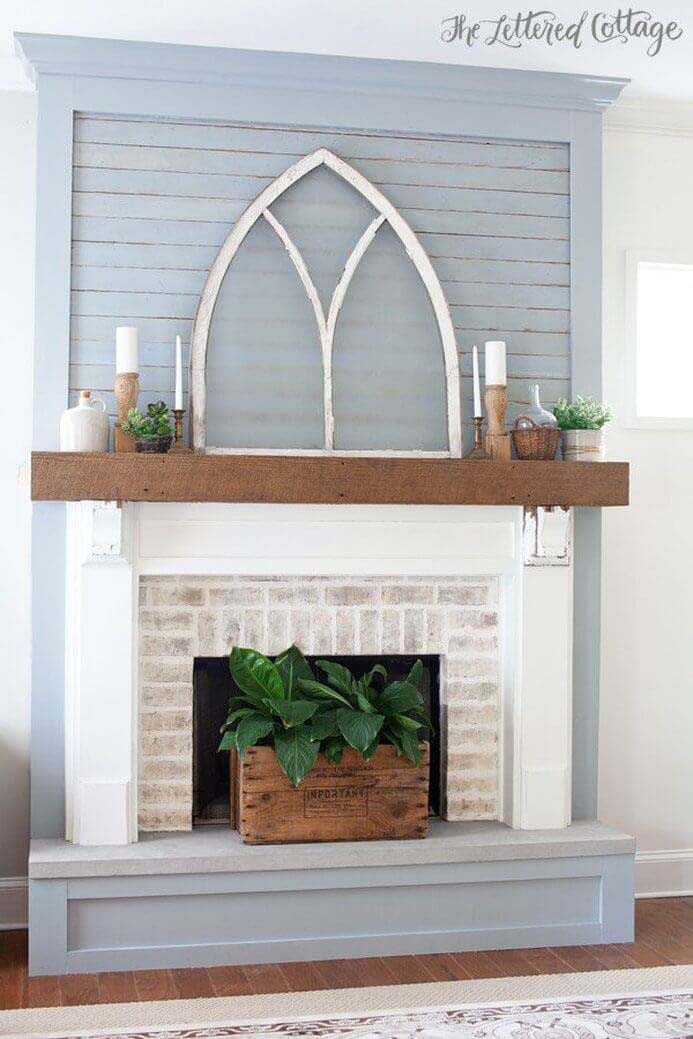 Vintage Window Frame Tops Eclectic Fireplace #fireplace #design #decorhomeideas