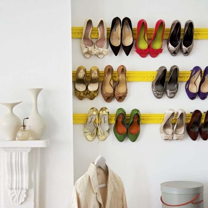 Wall Shoe Hangers #shoestorage #decorhomeideas