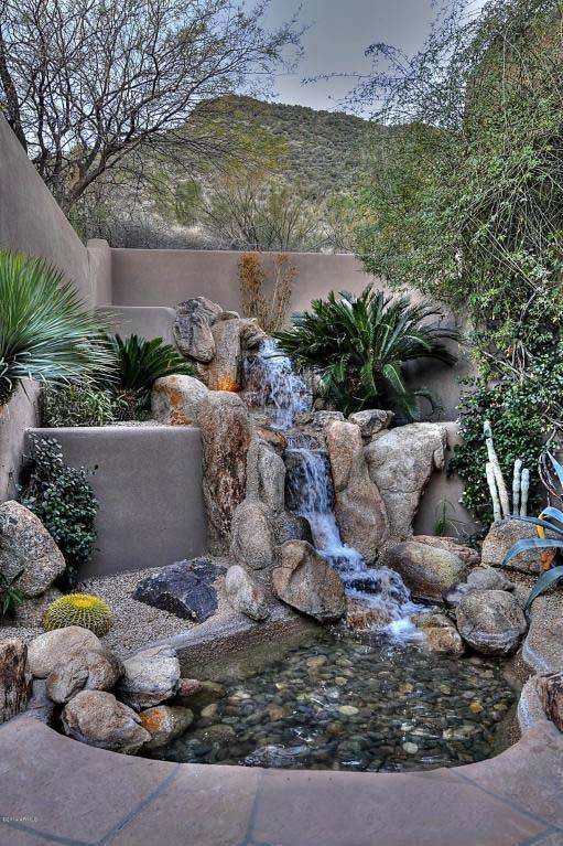 Waterfall on a Hill #desertlandscaping #inexpensive #decorhomeideas