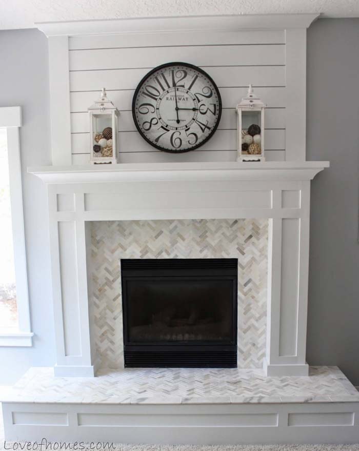 White and Grey Modern Farmhouse Fireplace #fireplace #design #decorhomeideas
