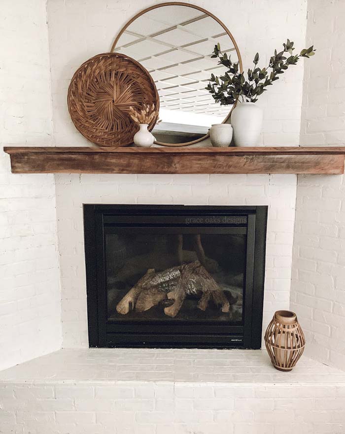 White Brick Painted Corner Fireplace #fireplace #design #decorhomeideas