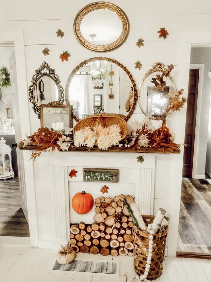 White Faux Fireplace with Lots of Logs #fireplace #design #decorhomeideas