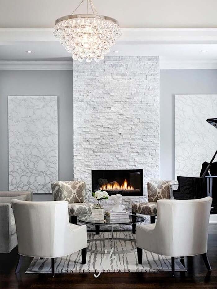 White Modern and Elegant Focal Point #fireplace #design #decorhomeideas