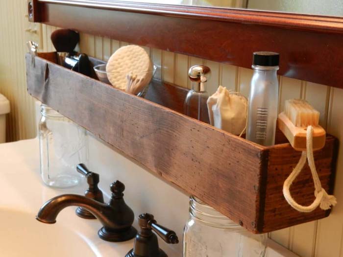 Wooden Trough Mounted Sink Organizer #storageideas #smallbathroom #decorhomeideas