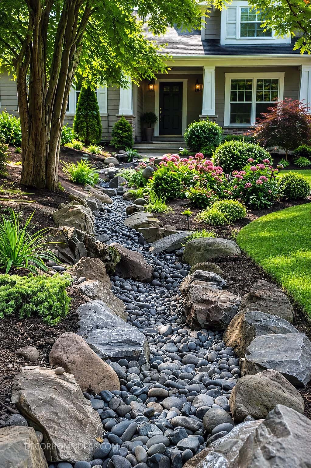 Front Yard Dry Creek Bed Landscaping