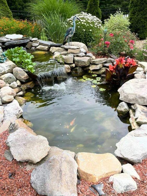 A Koi Pond With Rock Design #rocks #garden #decorhomeideas