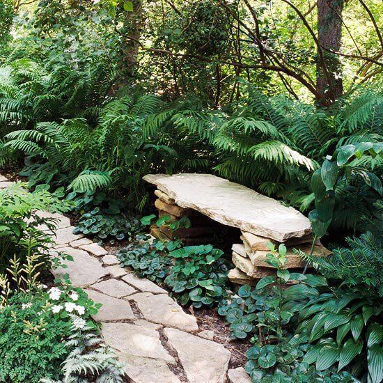 A Rock Garden Bench #rocks #garden #decorhomeideas