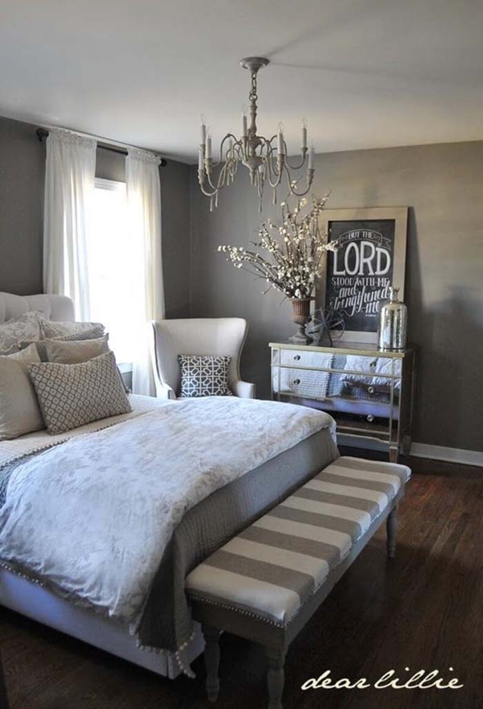A Rustic Interplay of Sheer White, Delicate Grey, and Weathered Wood Bedroom #greybedroom #decorhomeideas