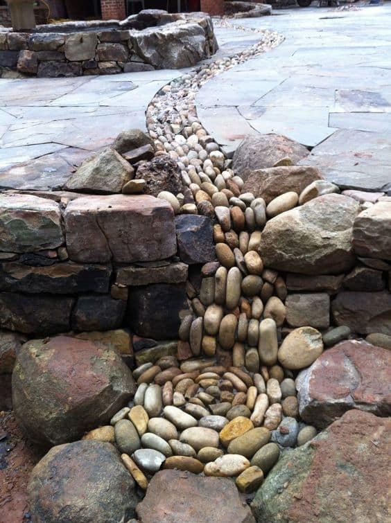 Add a Dry Creek Bed For Drainage on a Patio #dryriverbed #drycreek #decorhomeideas