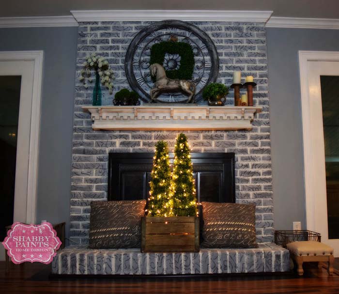 Aged Gray Brick Fireplace Transformation #brickfireplace #decorhomeideas