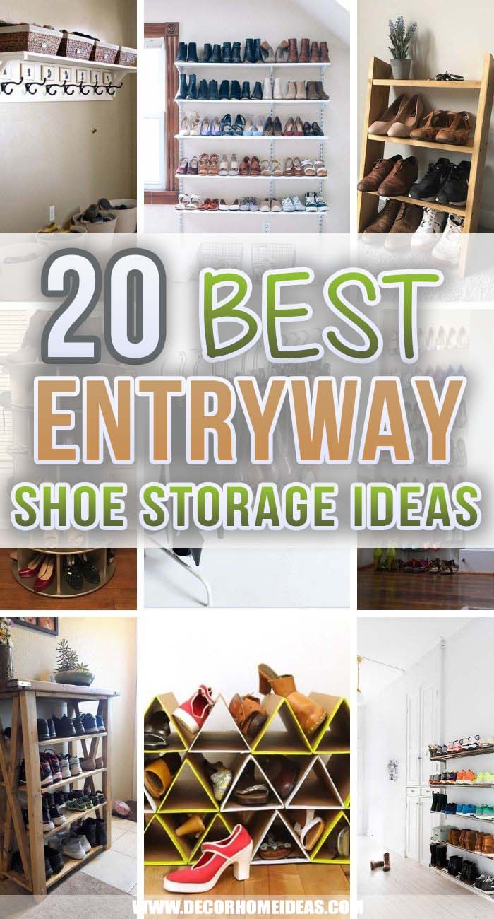 Best Entryway Shoe Storage Ideas. Consider these space-saving entryway shoe storage ideas to keep everything in place and remove the mess in your entryway. #decorhomeideas