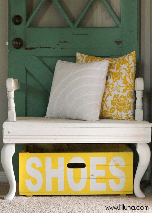 Bright and Colorful Painted Shoe Box #entrywayshoestorage #decorhomeideas