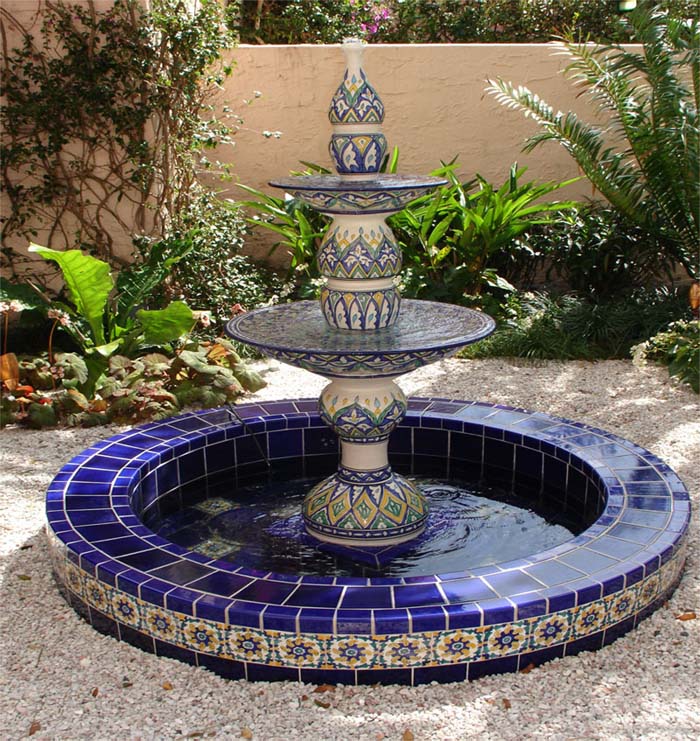 Ceramic Tile Fountain #waterfountain #landscaping #decorhomeideas