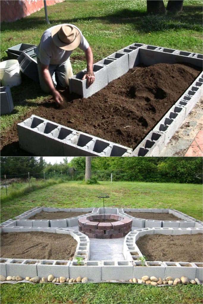 Concrete Block Raised Beds #decorhomeideas