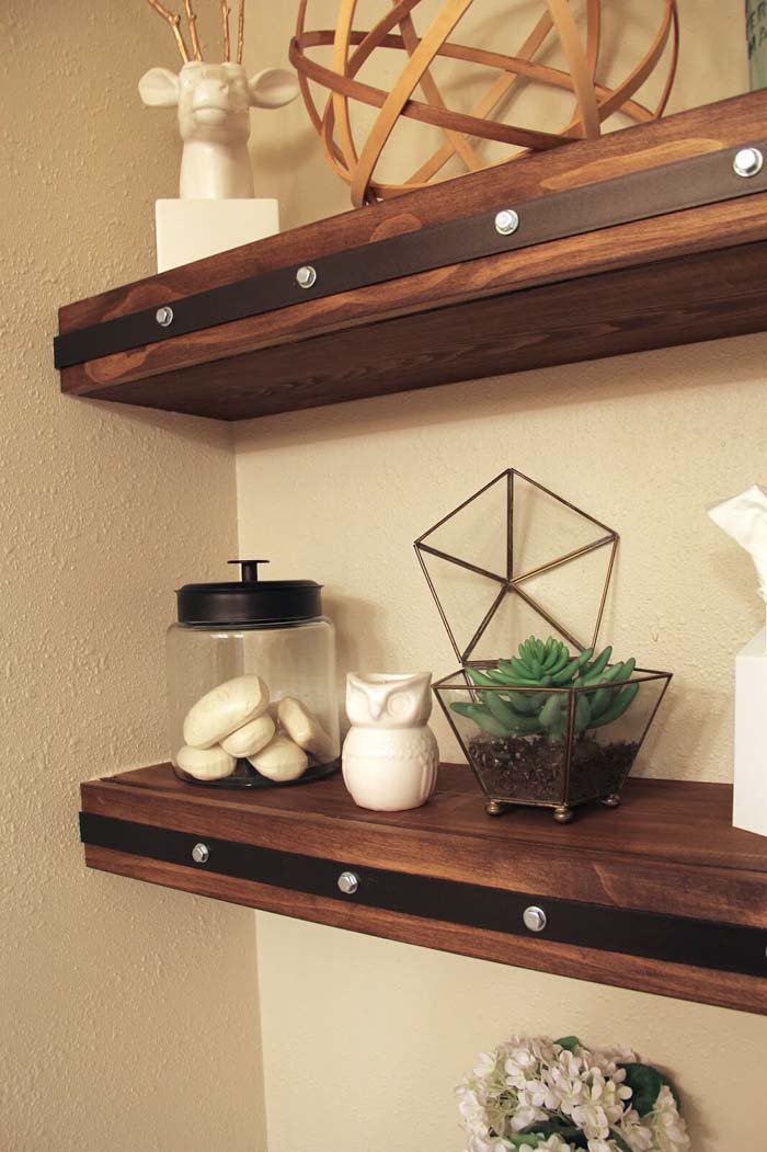 Country Studded and Beautifully Stained #floatingshelf #organization #decorhomeideas