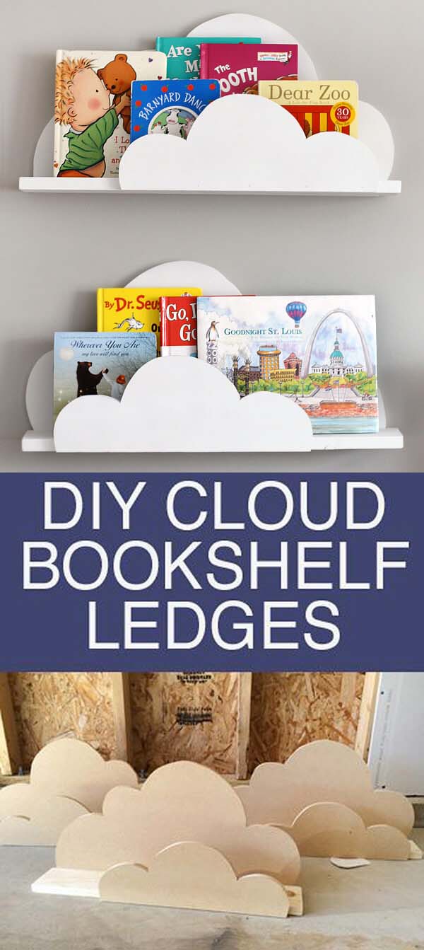 Creative Clouds for the Kids Room #floatingshelf #organization #decorhomeideas