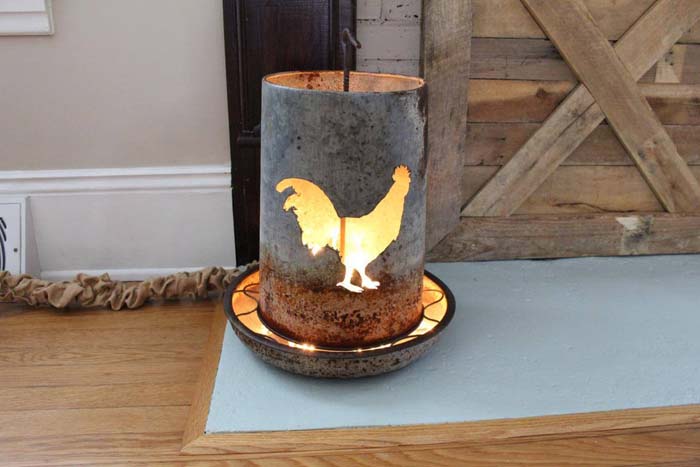 Creative Repurposed Chicken Feeder Light #farmhouse #lighting #decorhomeideas