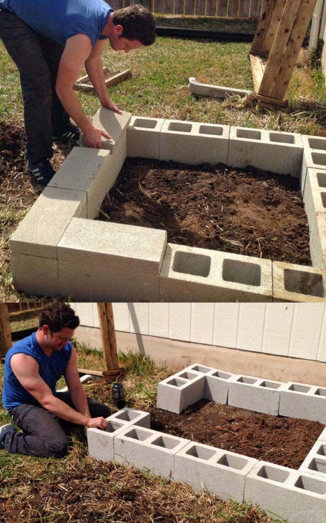 DIY Cinder Block Raised Garden Bed #decorhomeideas