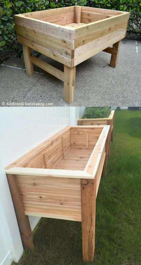 DIY Elevated Wood Garden Boxes #decorhomeideas