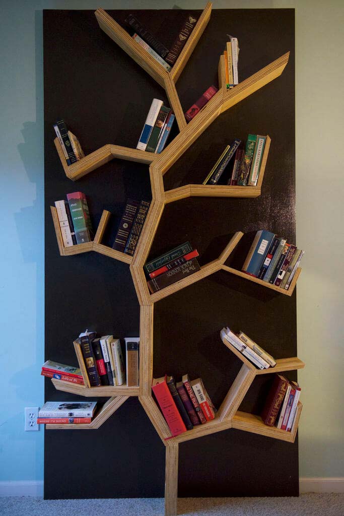 Earthy Asymmetrical Sandwiched Design #diybookshelf #decorhomeideas