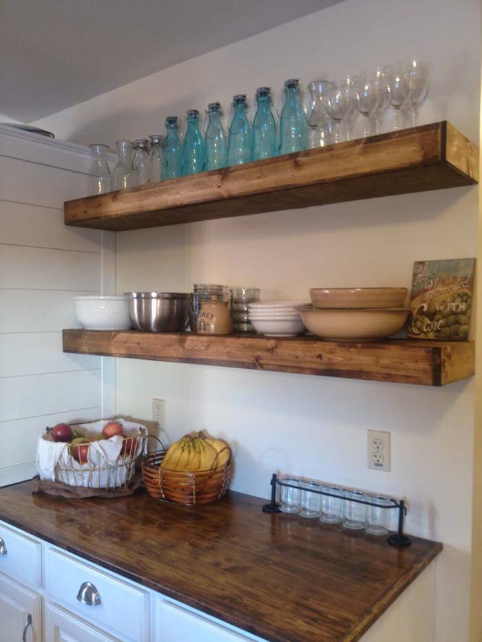 Elegant Farm Style Kitchen Heavy Duty Floating Shelves #floatingshelf #organization #decorhomeideas