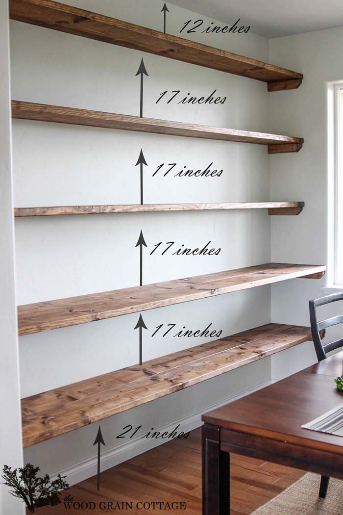 Entire Wall Stacked Shelving for your Dining Area #floatingshelf #organization #decorhomeideas