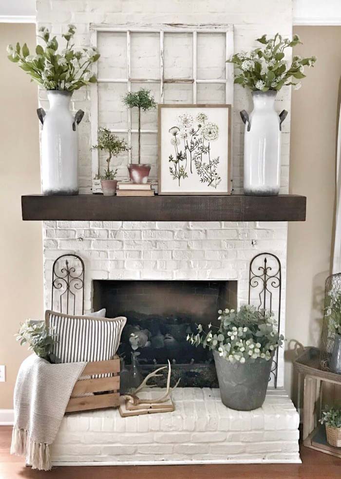 Farmhouse Home Decor and Fireplace Renovation #brickfireplace #decorhomeideas