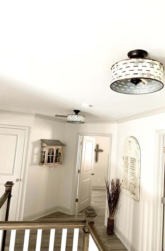 Farmhouse Style Galvanized Flush Mount Ceiling Light #farmhouse #lighting #decorhomeideas