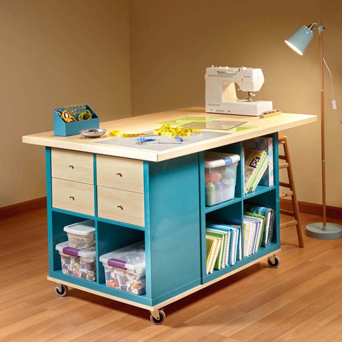 IKEA Kallax Crafting Table Hack #diy #crafttables #desks #decorhomeideas