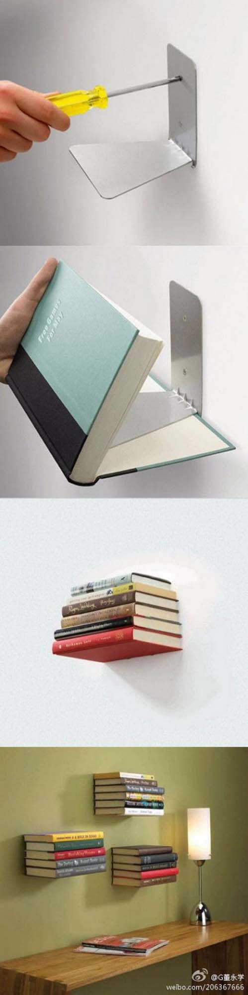 Minimalist Invisible Stacking DIY Bookshelves #diybookshelf #decorhomeideas