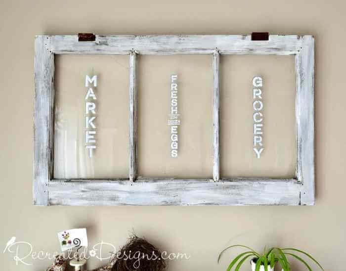 Multidimensional Stencil Window Frame Art #oldwindows #repurpose #decorhomeideas