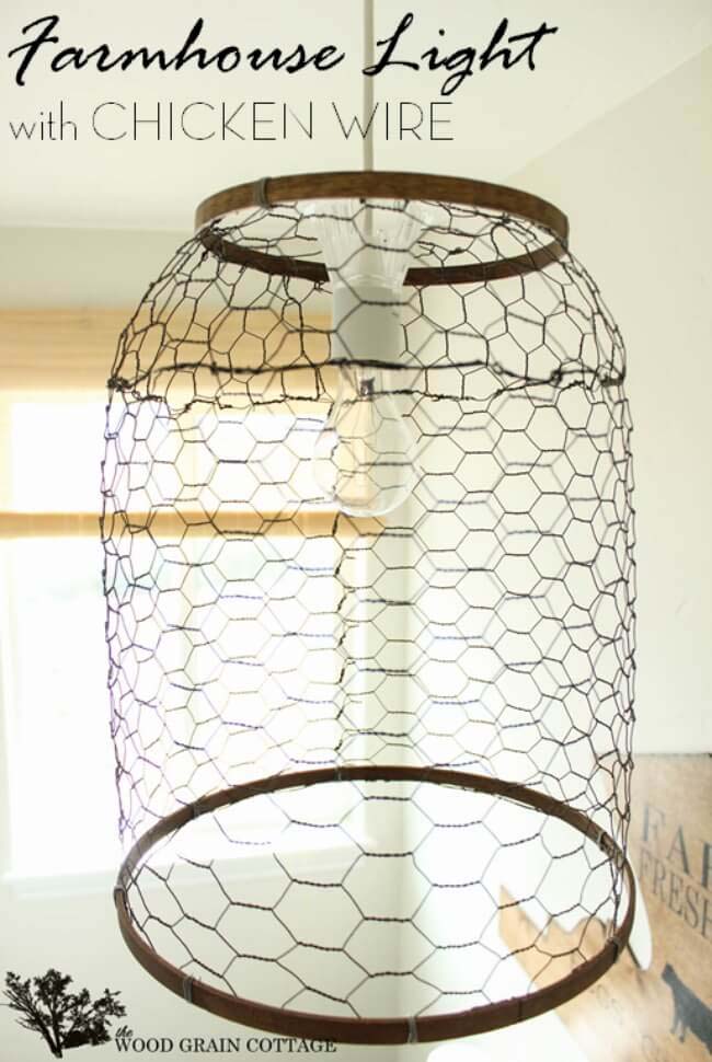 Pendant Light With Chicken Wire #farmhouse #lighting #decorhomeideas