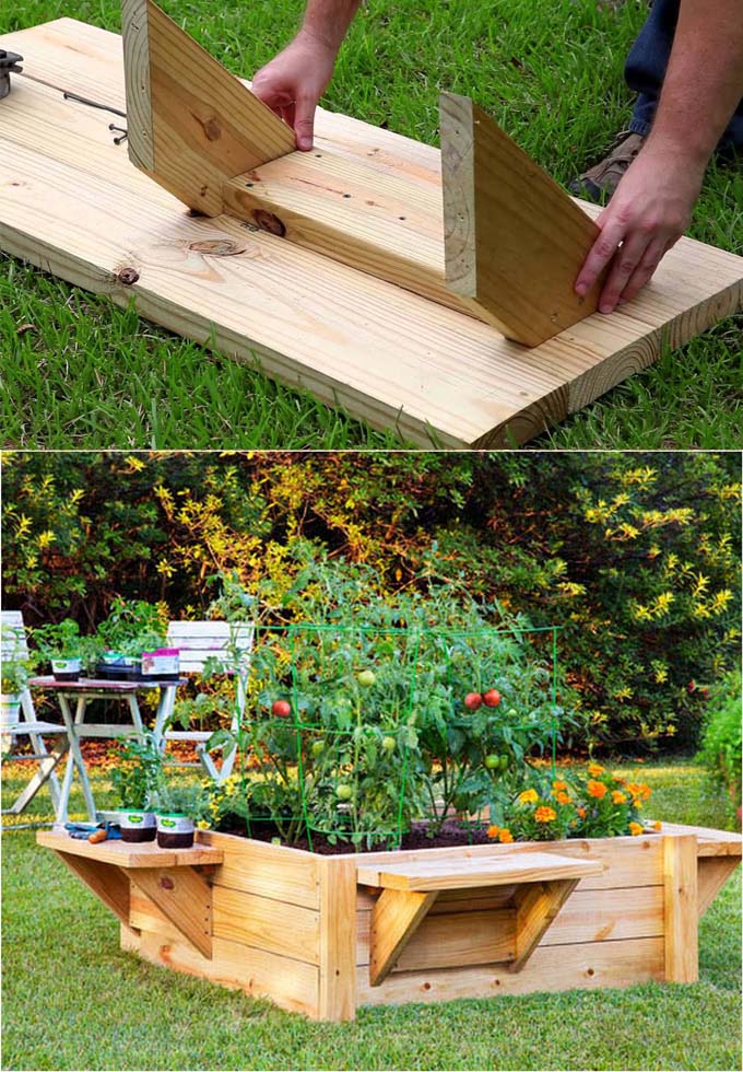 Raised Bed Garden With Fencing And Benches. #decorhomeideas